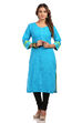 Blue Straight Cotton Kurta image number 0