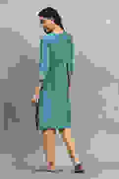 Teal Viscose Blend Solid Straight Kurta image number 3