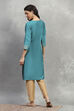 Teal Viscose Blend Solid Straight Kurta image number 3