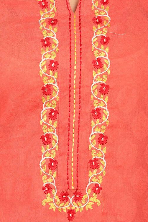 Peach Straight Cotton Kurta image number 4