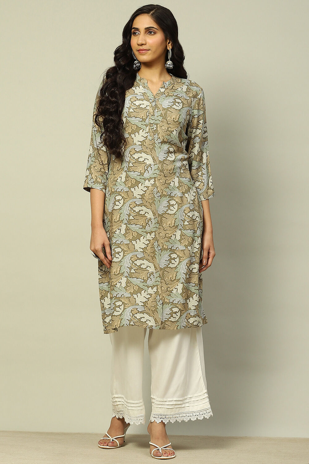 Green Printed Straight Kurta image number 5