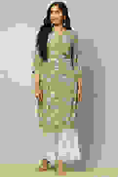 Green Printed Straight Kurta image number 5