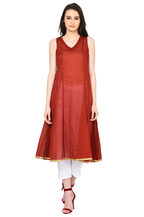 Black Flared Cotton Kurta image number 5