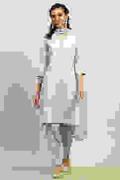 Blue Viscose Muslin Straight Printed Kurta Palazzo Suit Set image number 5