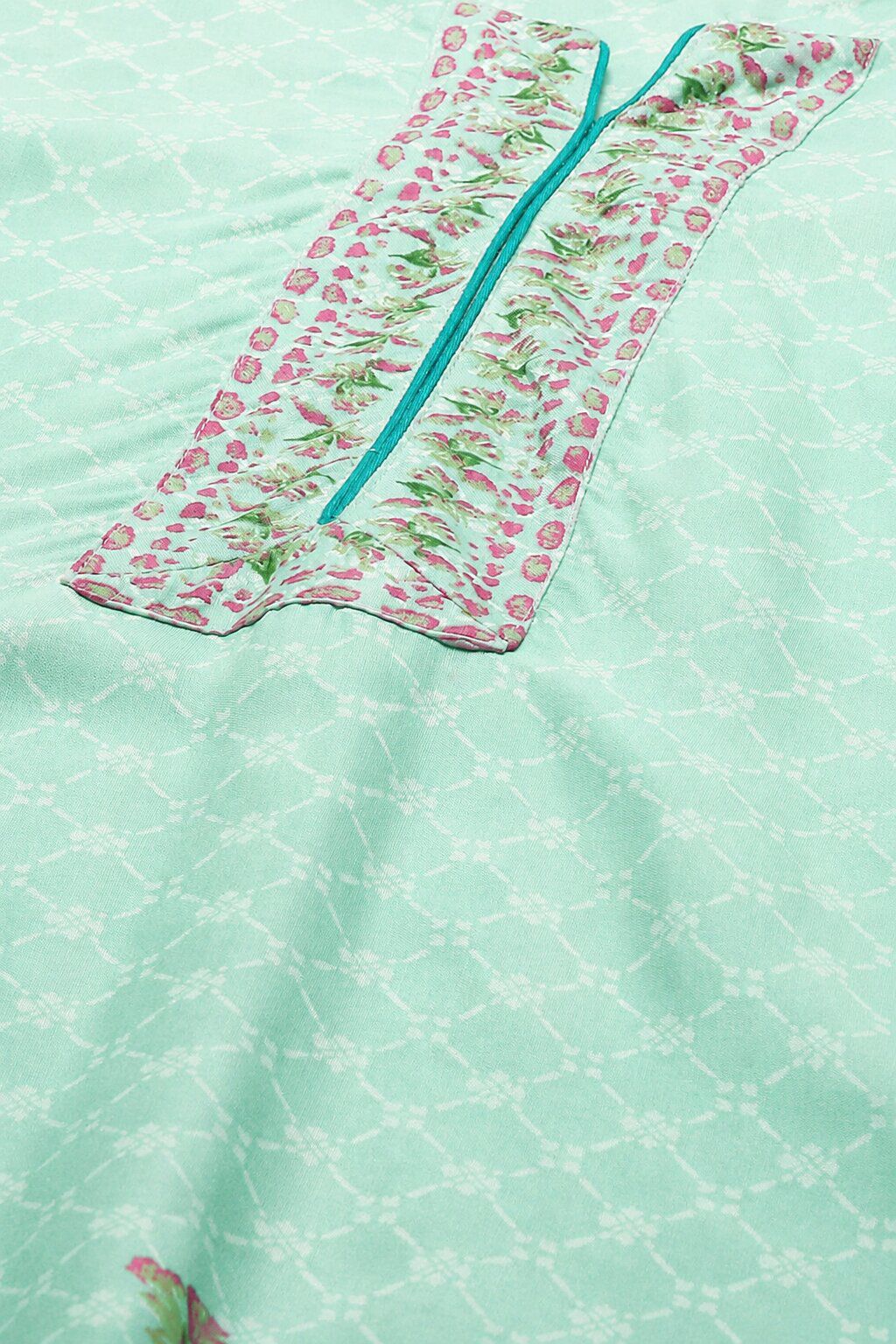 Aqua Rayon Straight Printed Suit Set image number 1