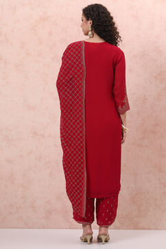 Pink Art Silk Straight Suit Set image number 4