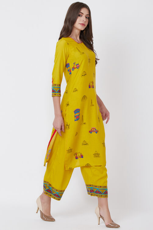Yellow Viscose Rayon Straight Kurta image number 0