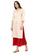 Beige Straight Poly Cotton Kurta image number 5