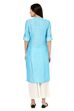 Blue Straight Poly Cotton Kurta image number 3