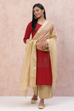 Gold Art Silk Dupatta image number 0