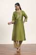 Lime Green Viscose Rayon Straight Kurta Pants Set image number 6