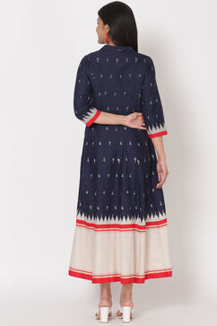 Navy Blue Cotton Flex Dress image number 4