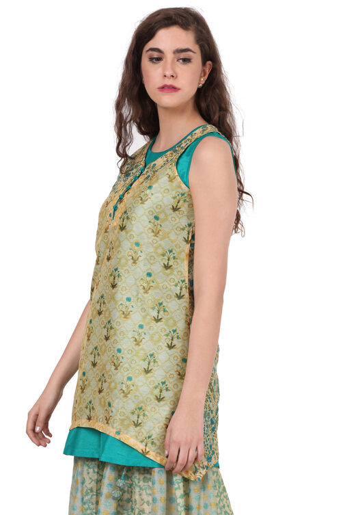 Beige A-Line Polyester Kurta image number 2