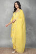 Yellow Viscose Blend Embroidered Straight Suit Set image number 3