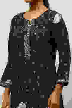 Black Rayon Printed Straight Kurta image number 1