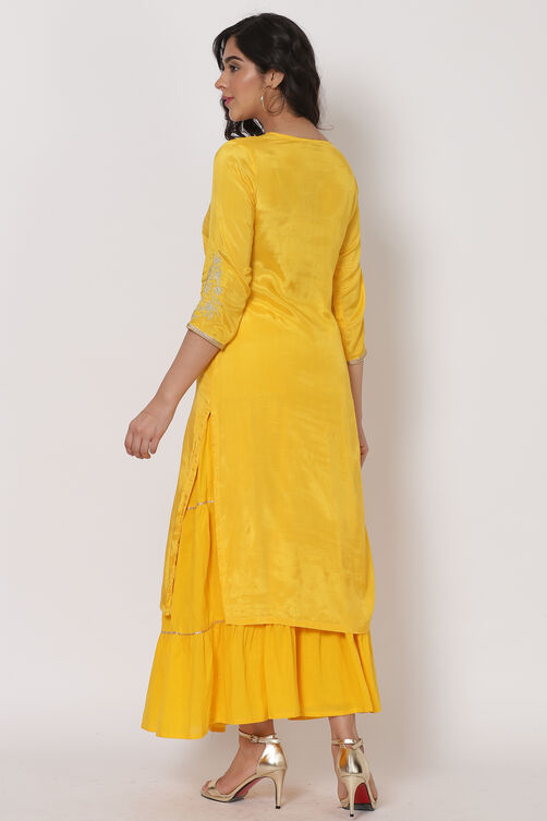 Yellow Viscose Cotton Suit Set image number 4