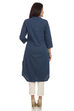 Blue Straight Cotton Kurta image number 4