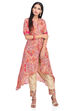 Multicolor Asymmetric Viscose Suit Set image number 4