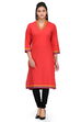 Red Cotton Straight Kurta image number 0