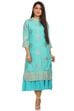 Turquoise Straight poly cotton Kurta image number 0