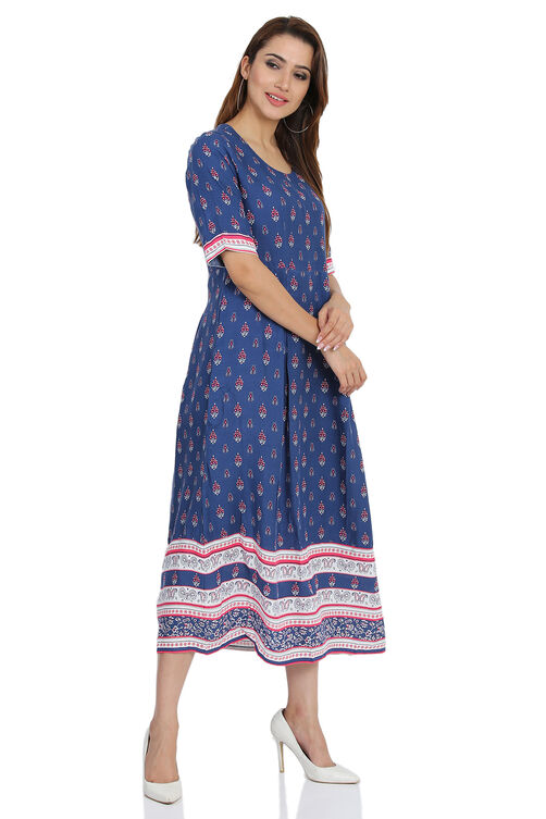 Indigo Flared Viscose Dress image number 3