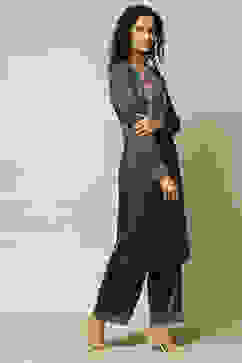 Green Acrylic Straight Suit set image number 5