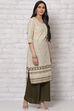 Olive Green Cotton Straight Kurta image number 3