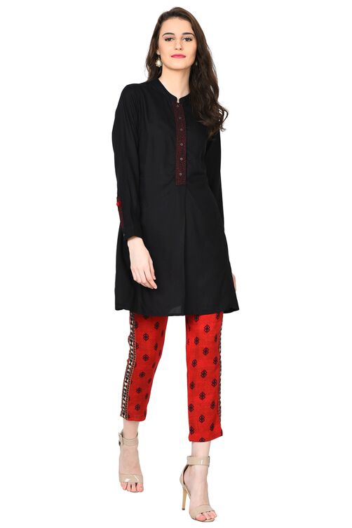 Rangriti Black Straight Viscose Kurta image number 0