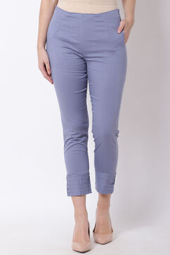Grey Poly Lycra Slim Pants image number 0