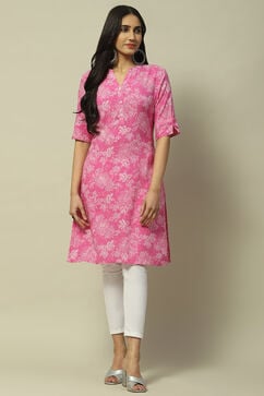 Pink Rayon Staight Kurta image number 5