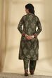 Green Polyester Printed Straight Suit Set image number 5
