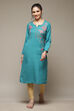 Teal Green Acrylic Straight Kurta image number 1