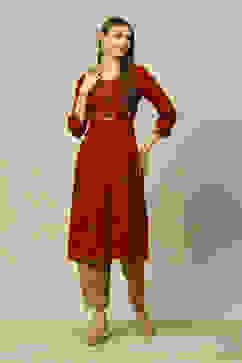 Rust LIVA Straight Printed Kurta image number 0