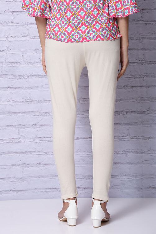 Off White Cotton Single Jersey Legging image number 4