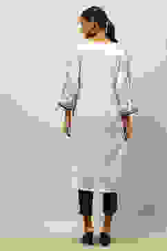 White Polyester Printed Straight Kurta image number 3