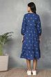 Blue Cotton Tiered Dresses image number 3