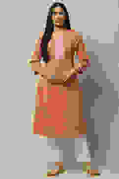 Red Poly Cotton Staight Kurta image number 5