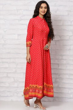 Red Viscose Kalidar Dress image number 3