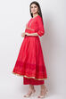 Pink Cotton Kalidar Kurta image number 3