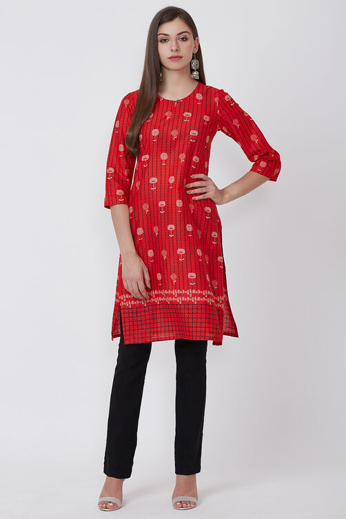 Sky Blue Cotton And Cambric Straight Kurta image number 2