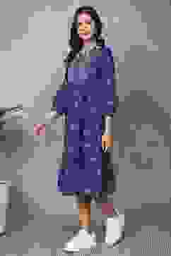 Blue Cotton Tiered Dresses image number 2