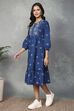Blue Cotton Tiered Dresses image number 2