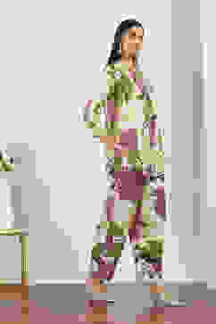 Beige Rayon & Cotton Flex Kurta Pants Set image number 4