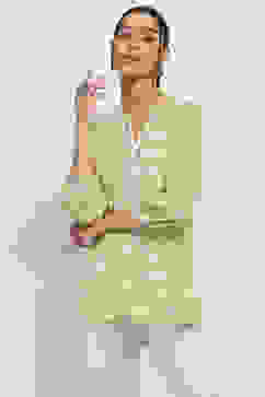 Olive Cotton Straight Kurti image number 6