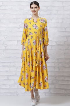 Yellow LIVA Floral Dress image number 5