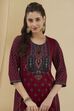 Mustard Viscose Blend Straight Printed  image number 1