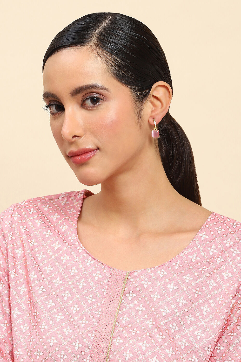 Light Pink Brass Jhumka image number 3