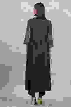 Black Viscose Rayon Printed Gathered Suit Set image number 4