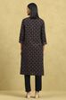 Brown Viscose Blend Printed Straight Kurta Pants Set image number 4
