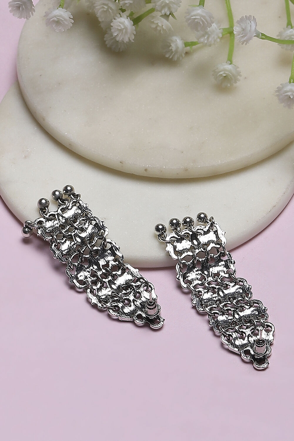 Silver Oxidize Alloy Danglers image number 2